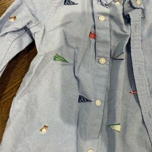 Janie and Jack Light Blue Button-Down Shirt with Embroidered Accents